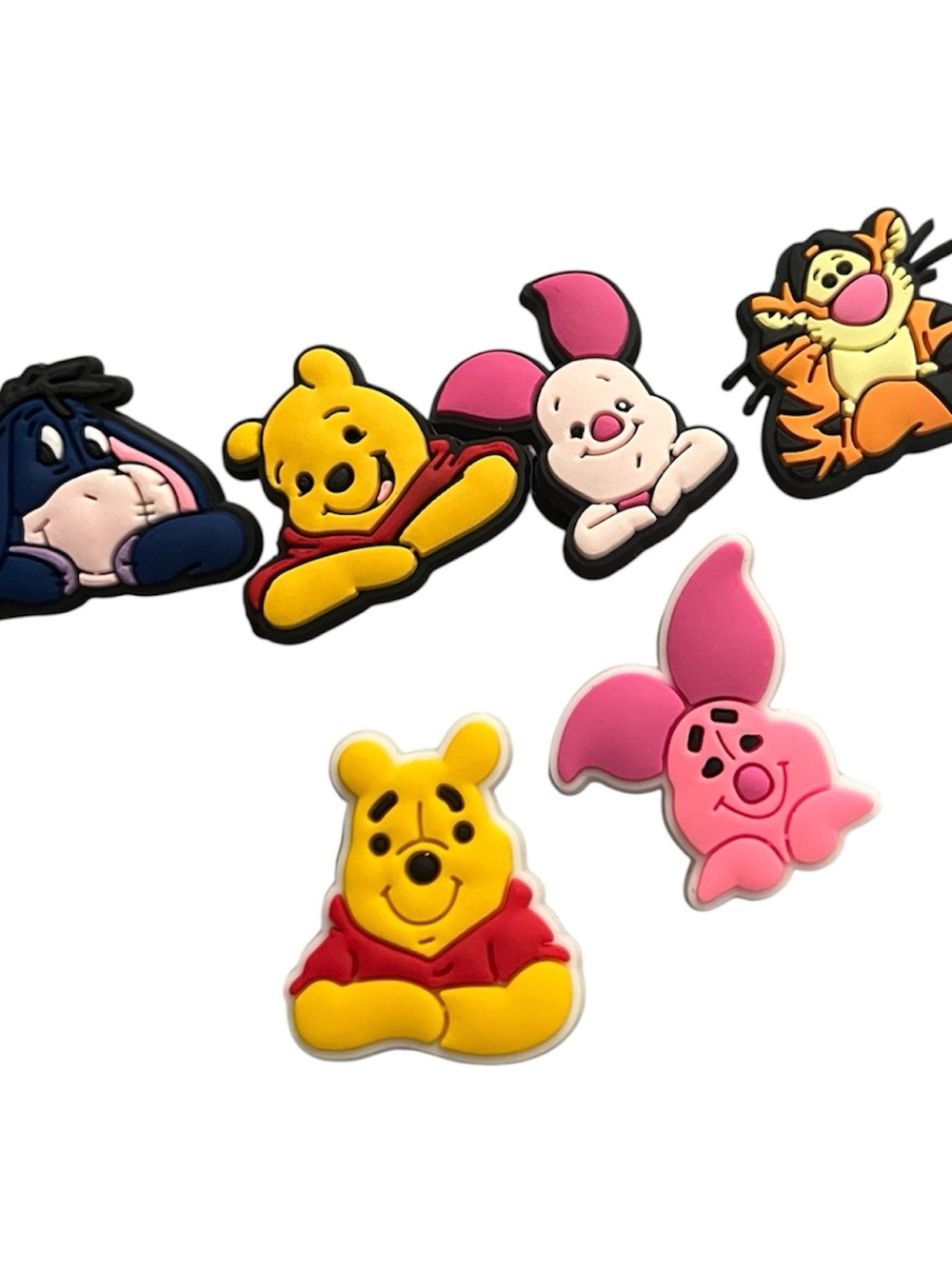 Set of 6 Disney Winnie the Pooh & Friends Shoe Charms in Yellow, Pink, Orange